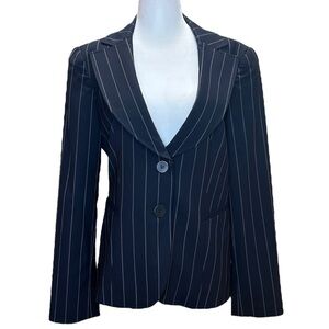 Emporio Armani - Virgin Wool Blazer Pin-Stripes, Size 14 US (SZ 48 IT) Navy Blue